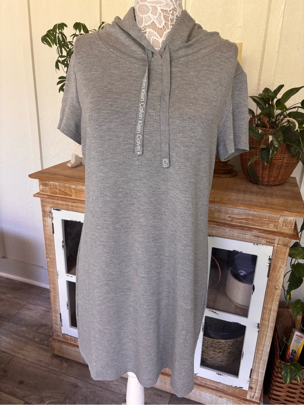Calvin Klein Light Gray Hooded Dress